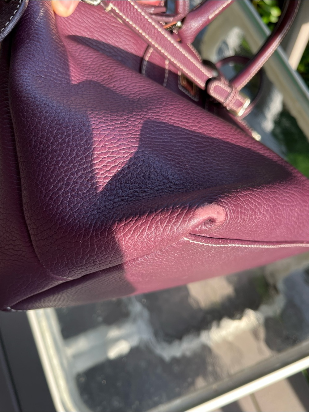 Dooney and Bourke top-Handle Satchel in Plum with Detachable Strap - Picture 4 of 6